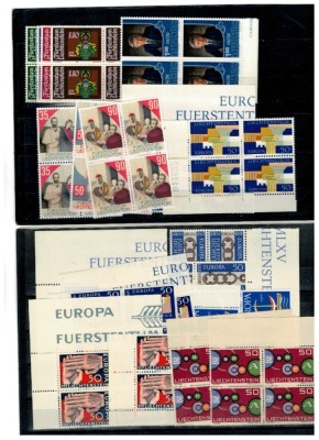 Liechtenstein - Lot timbre neuzate, in blocuri de 4 foto