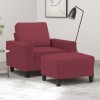 VidaXL Fotoliu canapea cu taburet, roșu vin, 60 cm, material textil