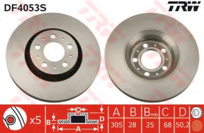 Disc frana VOLVO S60 I (2000 - 2010) TRW DF4053S foto