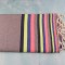 Prosop Plajă | Fouta |Tunis Gri Deschis Cu Dungi Roz Multi 200 x 100 cm