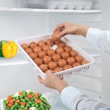 Cofraj pentru 30 de ouă, Plastic, Alb, cu Capac Transparent, 27.5x32x7.7 cm, CMCLASS