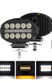 Proiector oval LED cu DRL 9-80V, 84W, alb-galben, carcasa aluminiu IP67