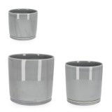 Cumpara ieftin Set 3 ghivece flori gresie gri Eliza &Oslash;11x10,5h; 14,5x14,5h; 17,5x17,5h