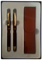 Set stilou+pix+etui CRESCO EXCLUSIVE &amp;quot;S&amp;quot;, metalic 8301471, model ES-02 bronz, cutie cadou foto