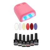 Kit test mic - lacuri gel UV 6x15ml + lampă roz 4 becuri 36W, INGINAILS