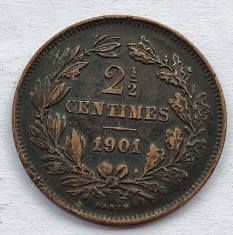 454. Moneda Luxemburg 2&amp;frac12; Centimes 1901 foto