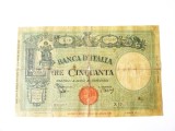 Rara! Italia 50 Lire 1943 bancnota uzata la cel mai mic pret,vedeti imaginile