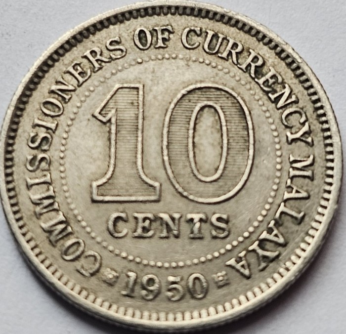 10 cents 1950 Malaya ( Malaezia ), George VI, km#8