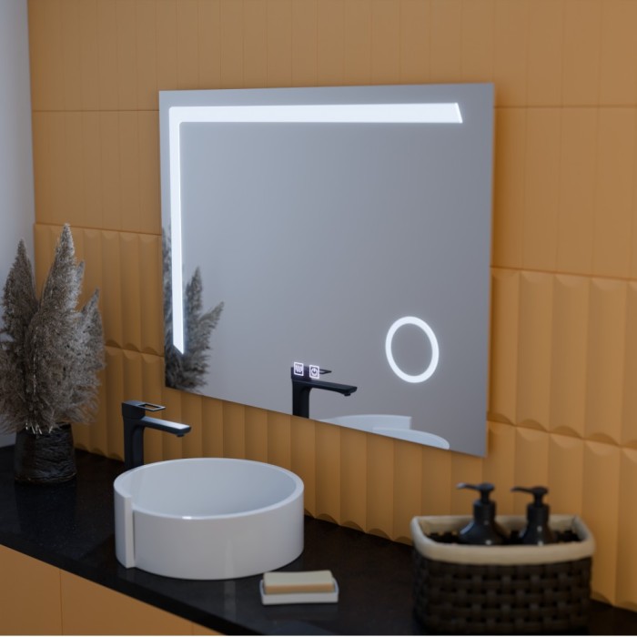 Oglinda LED Rectangulara, 80x60cm, Linea Touch, Sistem Dezaburire, Dimabila ModernLight Concept