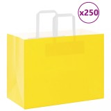 vidaXL Pungi H&acirc;rtie Galbene 250 Buc. 32x17x25cm, M&acirc;nere Albe, 7kg, Sacose Cadou, Cumparaturi, Hartie Kraft, Reciclabile