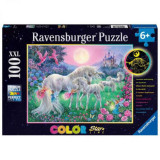 PUZZLE UNICORNI LA LUMINA LUNII, 100 PIESE STARLINE, Ravensburger