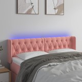 VidaXL Tăblie de pat cu LED, roz, 147x16x78/88 cm, catifea