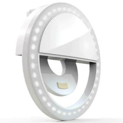Selfie ring light pentru smartphone, lampa selfie LED telefon 36 led,400mAh 5600k - Alb foto