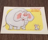 Carte Poștală Umoristică Vintage &ndash; Elefant și Șoarece, Ilustrație Alex, Abeille Cartes Paris