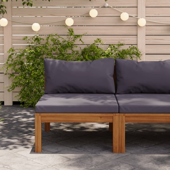 vidaXL Canapea de mijloc modulară, perne gri &icirc;nchis, lemn masiv acacia 316288