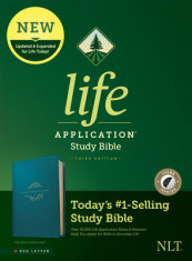 NLT Life Application Study Bible, Third Edition (Red Letter, Leatherlike, Teal Blue, Indexed) foto