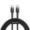 CABLU alimentare si date Baseus Cafule, Fast Charging Data Cable pt. smartphone, USB Type-C la USB Type-C 3A / 60W, 2m, gri + negru &quot;CATKLF-HG1&quot; (timb