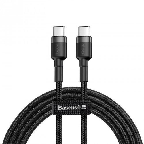 CABLU alimentare si date Baseus Cafule, Fast Charging Data Cable pt. smartphone, USB Type-C la USB Type-C 3A / 60W, 2m, gri + negru &quot;CATKLF-HG1&quot; (timb