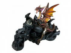 Statueta dragon pe motocicleta Born to Ride 28 cm foto