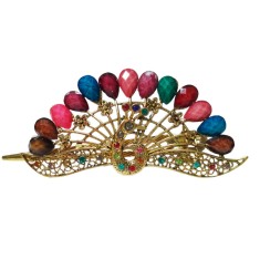 Clama de par in forma de Paun, Vintage, 12 cm, Multicolor, 66BJ