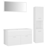 Cumpara ieftin Set mobilier de baie, alb, lemn prelucrat