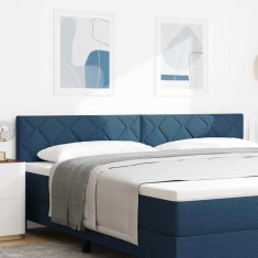 vidaXL Tăblie cap cu lumini cu bandă LED albastru 200 cm țesătură
