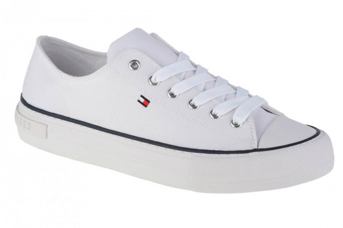 Pantofi pentru adidași Tommy Hilfiger Low Cut Lace-Up Sneaker T3A4-32118-0890100 alb
