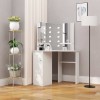 Masa Machiaj Colt cu Oglinda 3 Panouri si LED, Alb, 111x54x141.5 cm, MDF, USB
