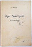 ORIGINEA POEZIEI POPULARE. PRECIZARI, DISTINCTIUNI de P. CANCEL 1922