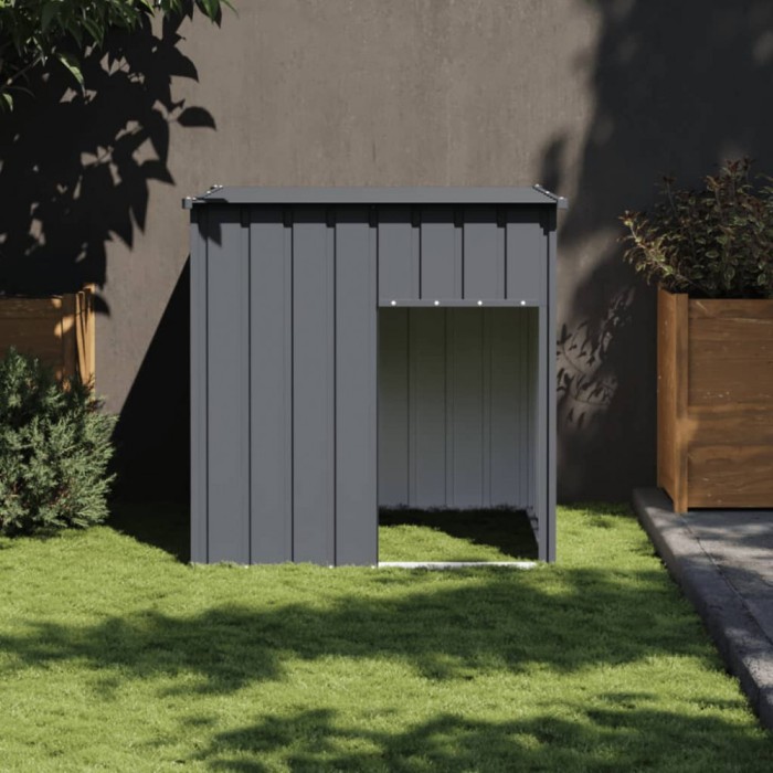 Cușcă c&acirc;ine cu acoperiș antracit 110x103x109 cm oțel galvanizat