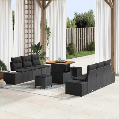 vidaXL Set de canapele pentru grădină 9 pcs Negru 80 x 80 x 71 cm 3364684 foto