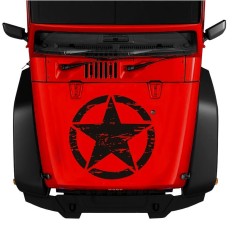 Sticker autoadeziv pentru vehicule Off Road, model &quot;Rusted Army Star&quot;, dimensiune 50 x 50 cm, culoare Neagra