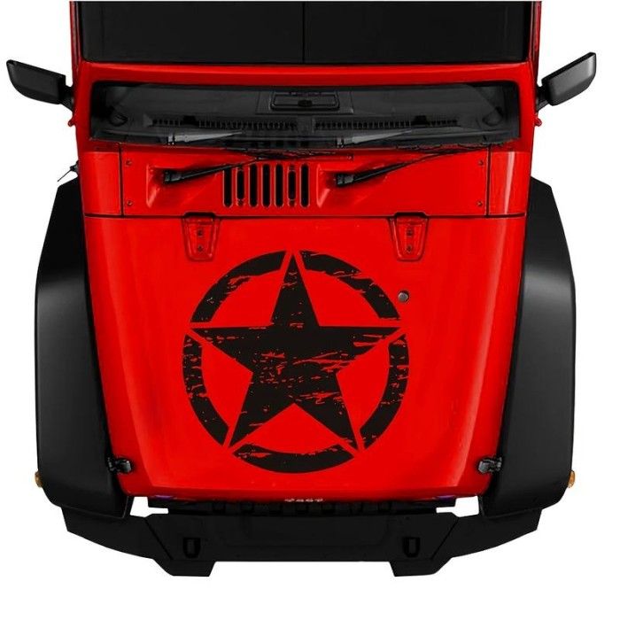 Sticker autoadeziv pentru vehicule Off Road, model &quot;Rusted Army Star&quot;, dimensiune 50 x 50 cm, culoare Neagra FAVLine Selection