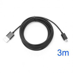 Cablu Incarcare SI Sincronizare Date Samsung HTC Nokia LG Sony Huawei MicroUSB 3m Negru foto