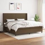 Cumpara ieftin Pat box spring cu saltea, maro &icirc;nchis, 200x200 cm, textil