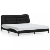 vidaXL Cadru de pat cu tăblie negru și alb 180x200cm piele artificială