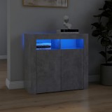 vidaXL Servantă cu lumini LED, gri beton, 80x35x75 cm
