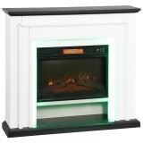 HOMCOM Șemineu electric 1800W, șemineu decorativ fals lumini LED RGB, efect de flacără, mantie, 105 x 27 x 97 cm, negru | Aosom Romania