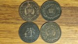 Canada colectie 4 provincii diferite - 4 monede 1 cent 1864 -1894 : New Brunswick, Newfoundland, Nova Scotia si Prince Edward Island - Regina Victoria
