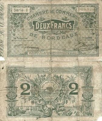 1914, 2 francs (JP.030.03) - Franța (Bordeaux)! foto