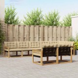vidaXL Set de canapele de exterior cu pernă 8 pcs Alb și Bej 3388799