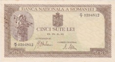 ROMANIA 500 LEI aprilie 1941 aXF