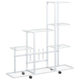 Cumpara ieftin Suport pentru flori cu roti, 94,5x25x92,5 cm, alb, metal