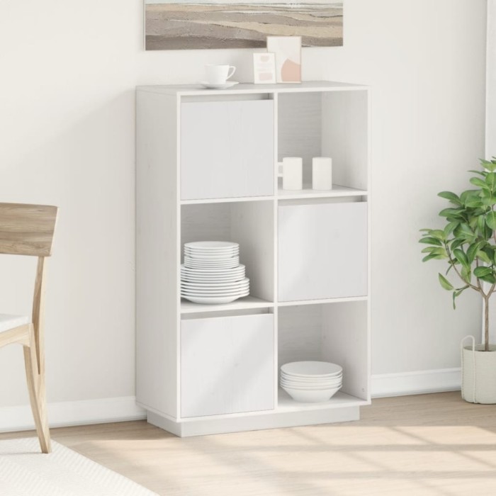 vidaXL Dulap &icirc;nalt, alb, 74x35x117 cm, lemn masiv de pin