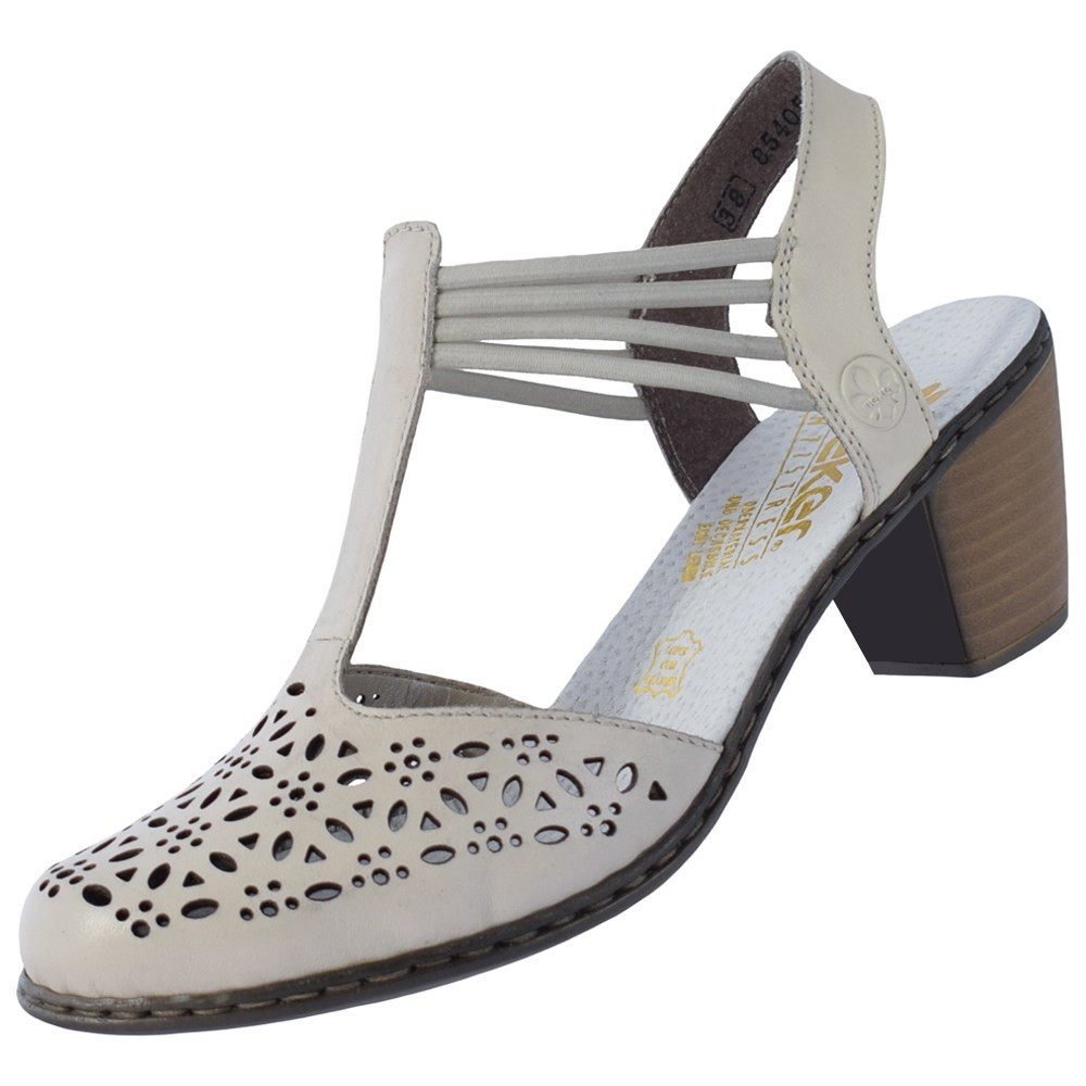 Pantofi dama, din piele naturala, Rieker, 40969-80-52-21-22, crem, 41 |  Okazii.ro