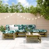Set mobilier gradina Gossi, 6 piese, lemn pin tratat, canapea colt, taburete/masute, gri/natur. Relaxare terasa, curte