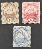 Bermuda (Colonie Britanică) 1910&ndash;1925 - 3 Timbre Clasice &bdquo;Caravela / Nava Istorică Sea Venture&rdquo; (1 Nefolosit + 2 Ștampilate) - Cod: -PV1