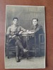 Fotografie tip carte postala, doi militari, perioada interbelica