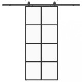 Usa glisanta cu set de feronerie neagra 90x205 cm Sticla ESG