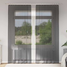 vidaXL Perdele Voile cu buzunare pentru bare 2 buc Negru